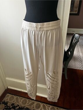 dolan Cream Elastic Drawstring Waist Pants